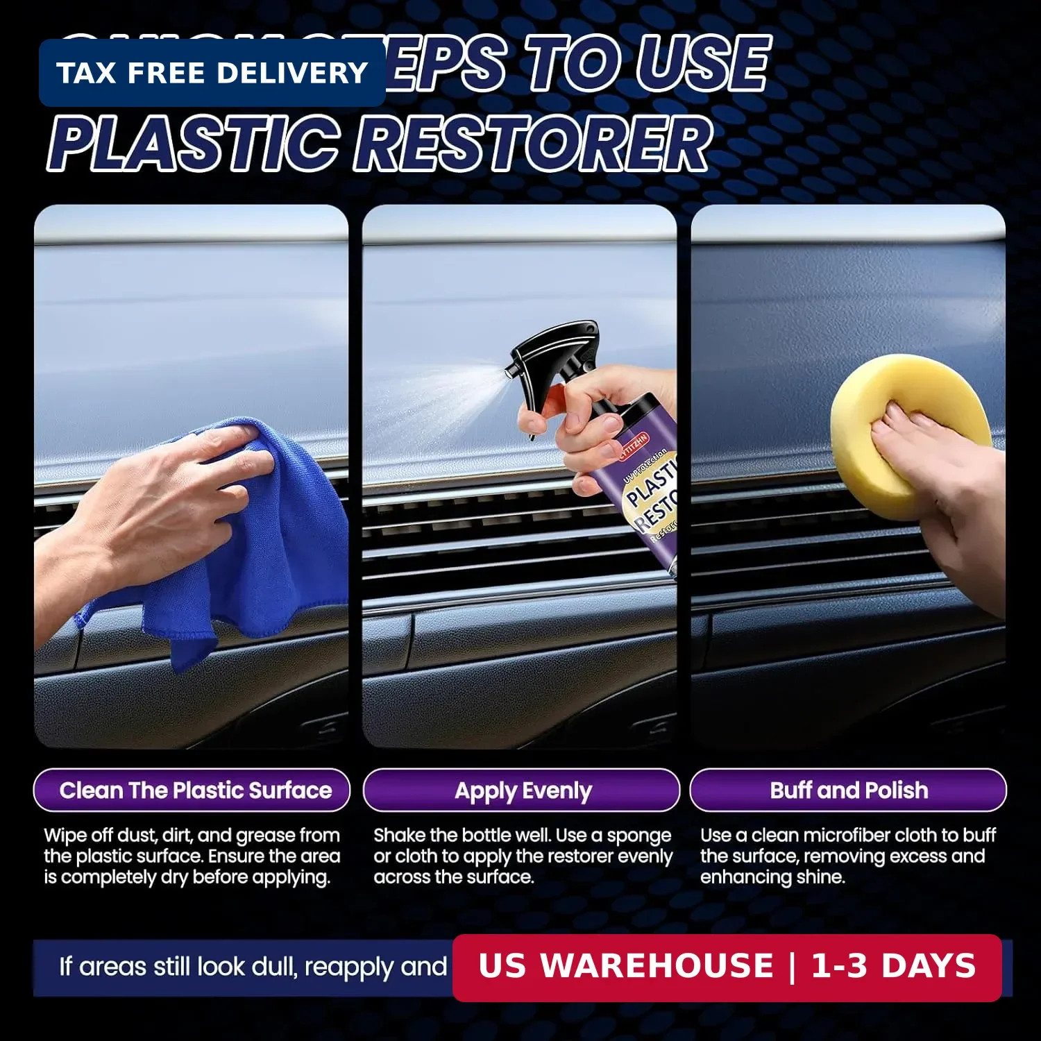 Black Plastic Restorer for Cars – Ceramic Trim Coating Restores Faded Black Trim