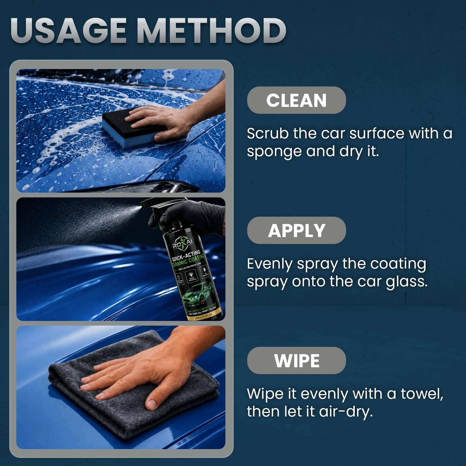 ROXAI Car Coating Spray 17.6 oz Hydrophobic Ceramic Wax for Paint Protection