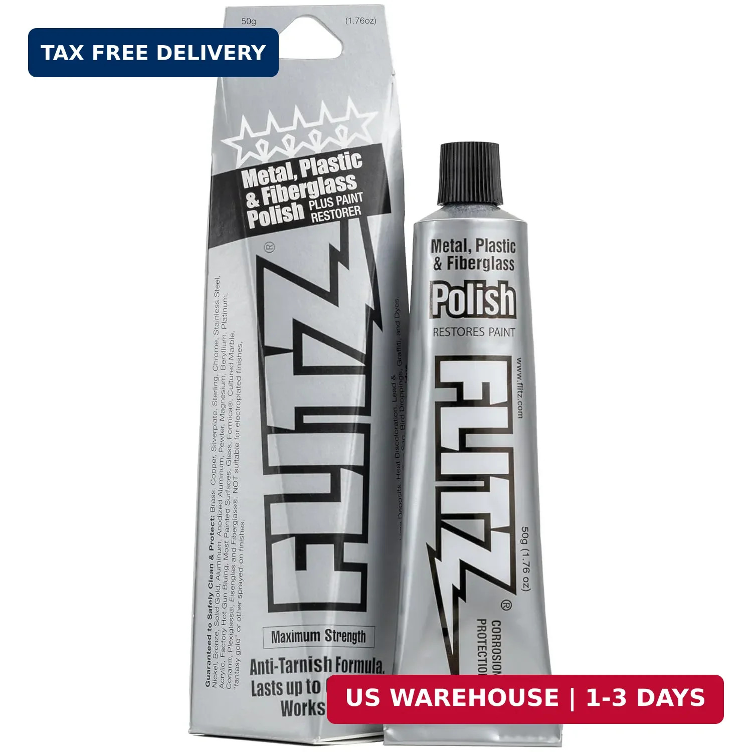 Metal Polish Paste – 1.76oz USA-Made Silver Polish for Solid Chrome, Stainless S
