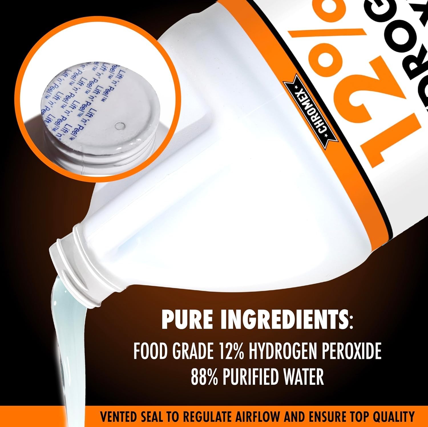 Hydrogen Peroxide 12% Food Grade, 4X Power Concentrated Solution – 4 Gallons