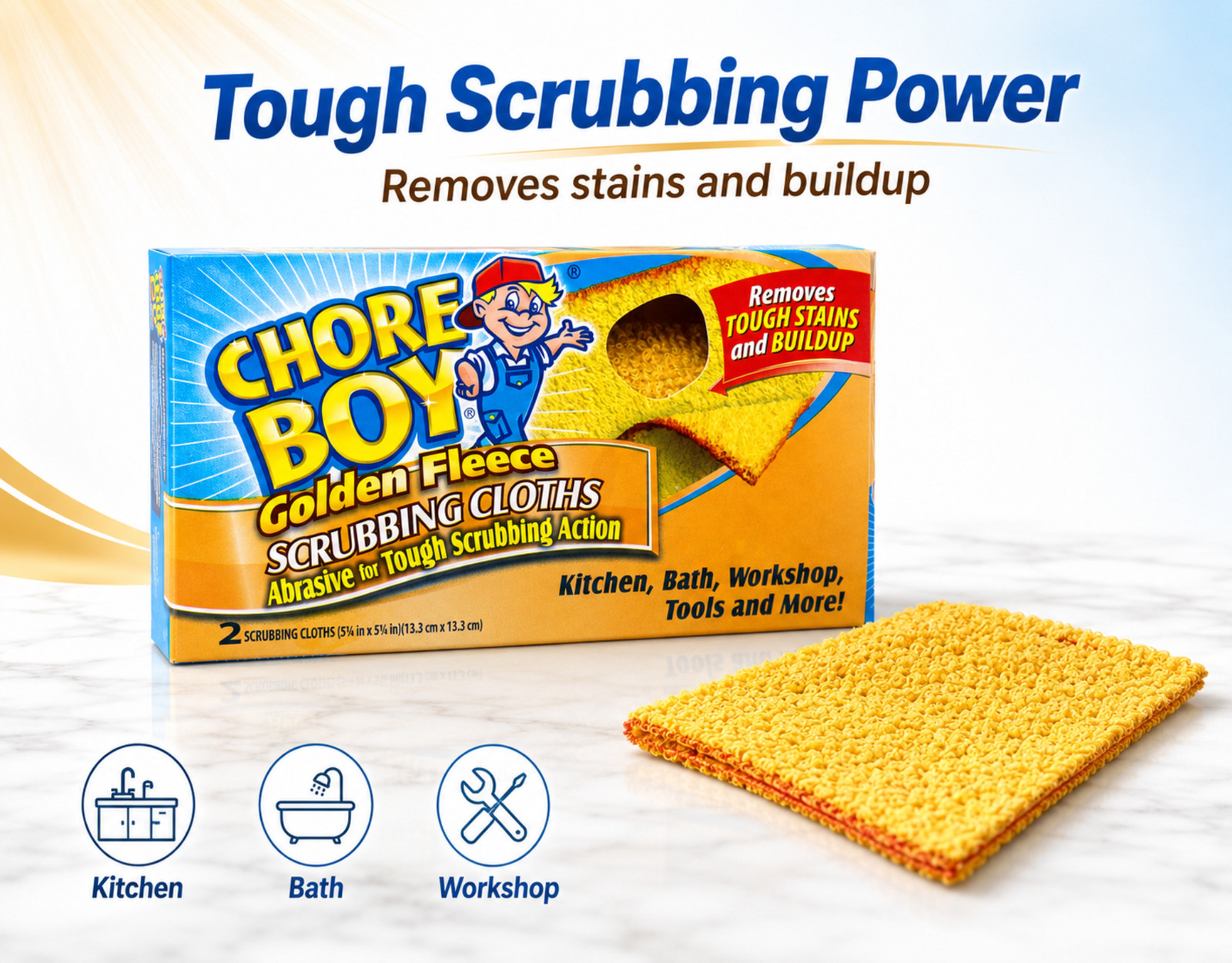 Chore Boy Golden Fleece Scrubbing Cloths, 2 Count 2 Pack