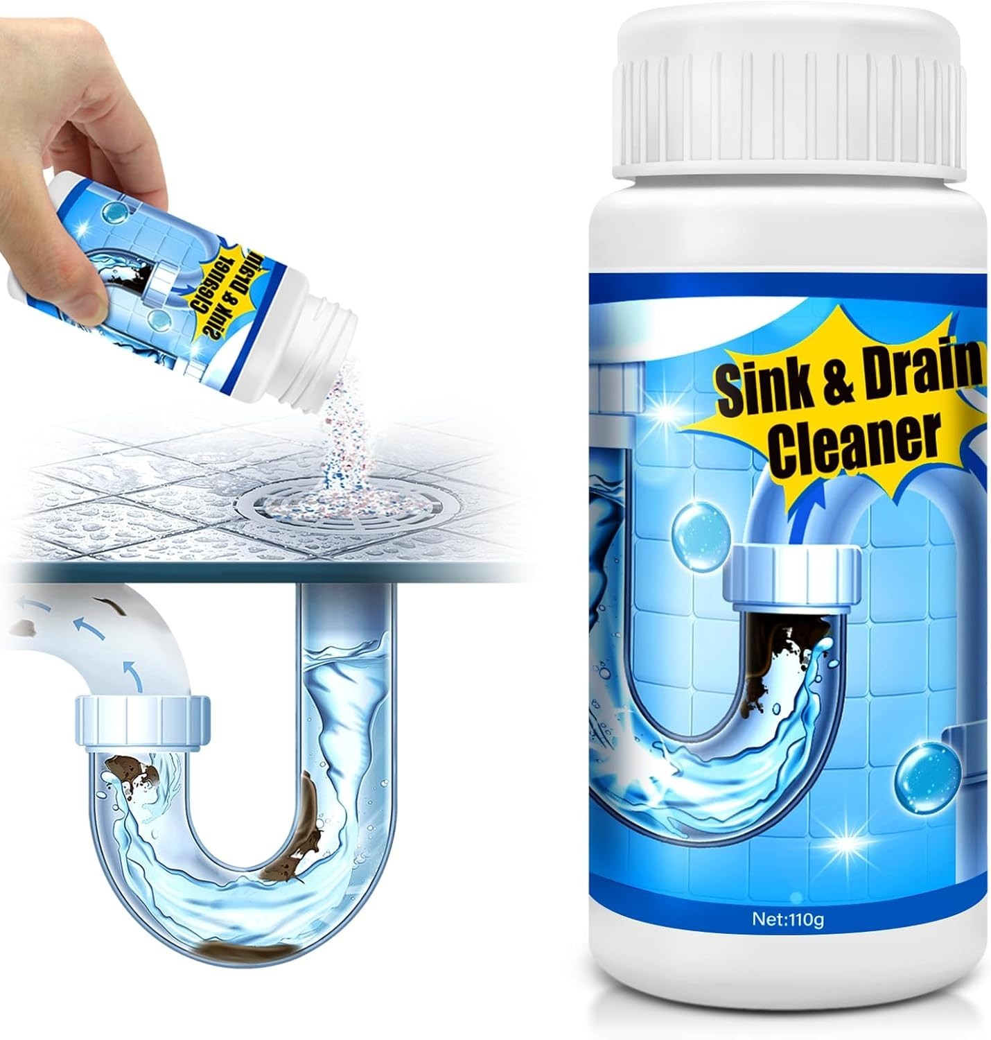 Pipeline Dredging Agent, 110g Drain Cleaner,Powerful Pipe Unclogger, Bathroom…