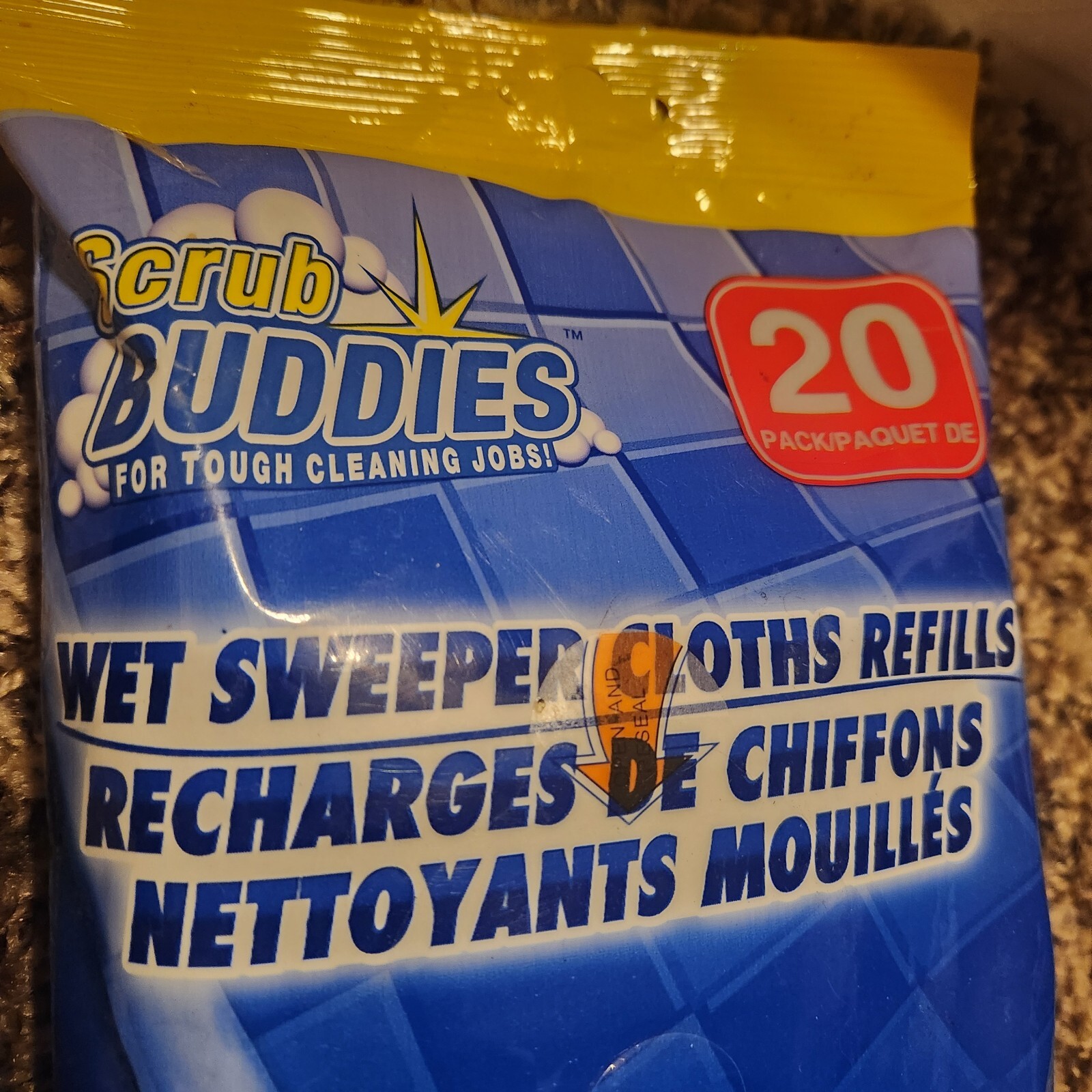 SCRUB BUDDIES Lemon Scent Wet Mop Sweeper Cloths Refills 20 Ct Pack 8″ X 11.5″