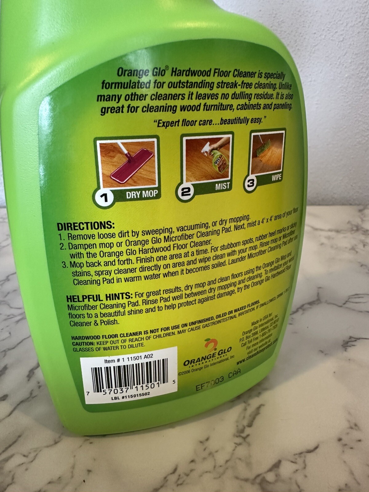 Orange Glo Hardwood Cleaner Spray. Fresh Orange Scent. NEW. 22oz