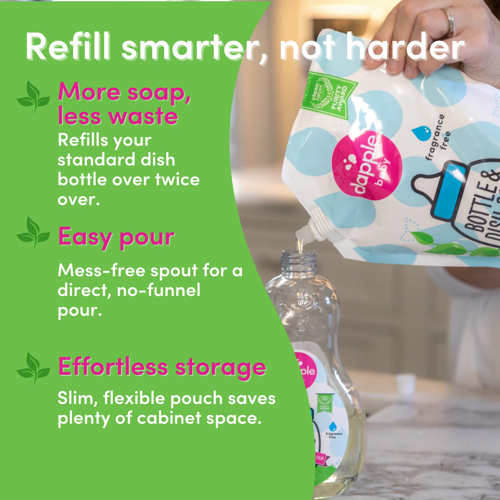 Baby Bottle and Dish Soap Refill for Baby Products, Fragrance Free, 33.8 fl oz