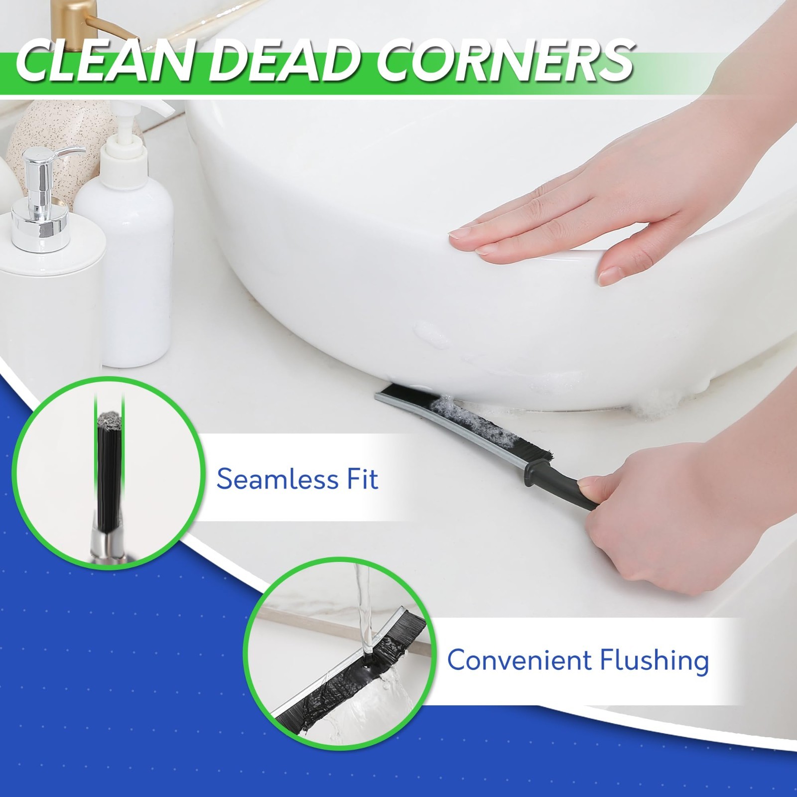 Long Handle Grout Brush – Stiff Bristles for Tile Floors, Shower & Bathroom Clea