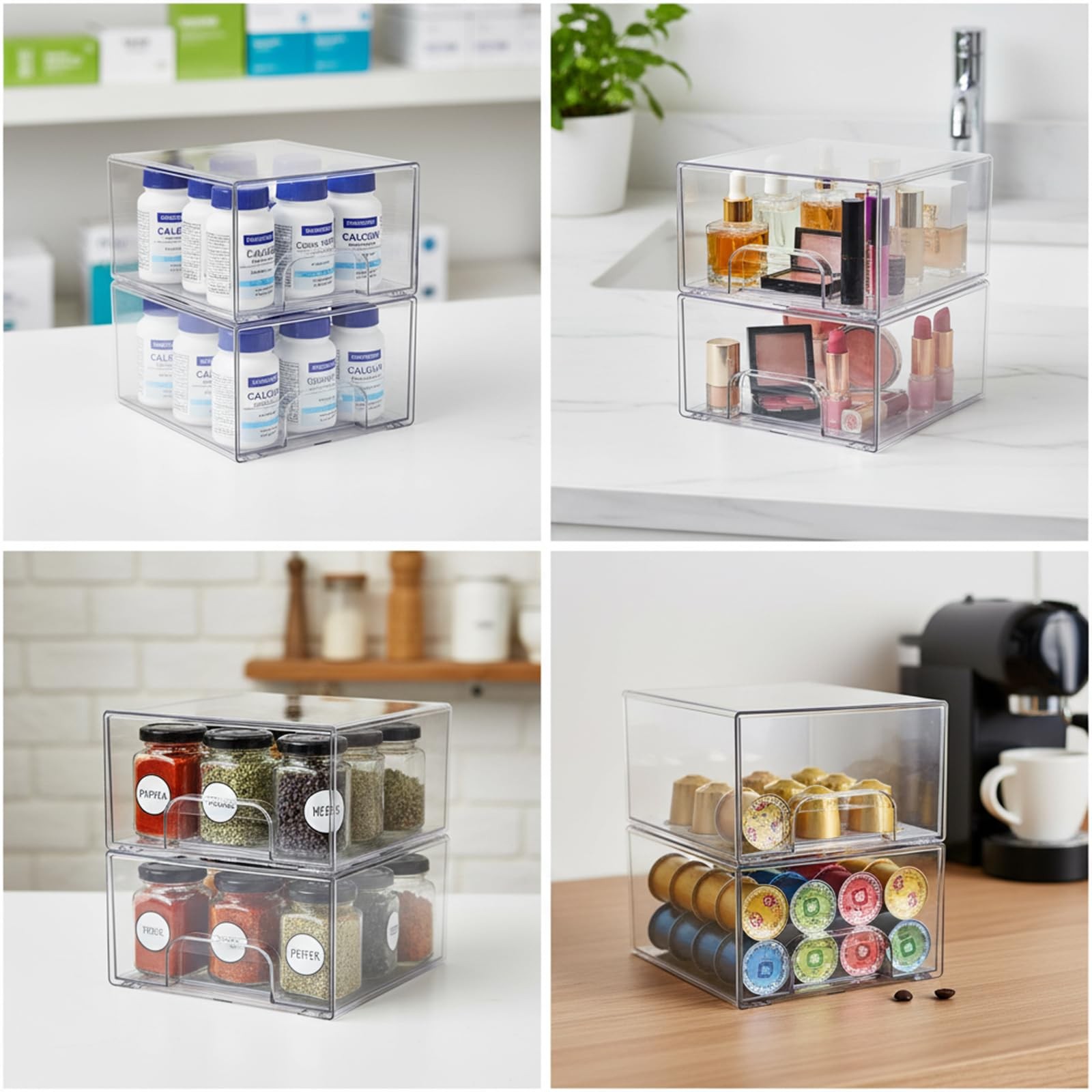 2 Pack Laundry Pods Container, Stackable Laundry Room Organization Storage Dr…