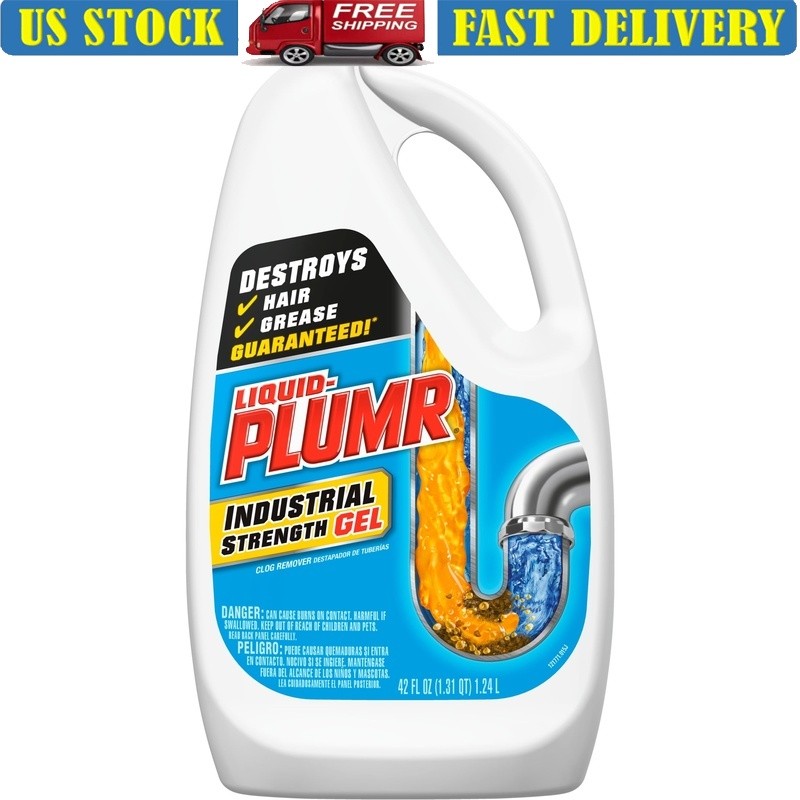 Industrial Strength Drain Clog Remover Gel Hair Grease Soap Scum 2-in-1 Formula