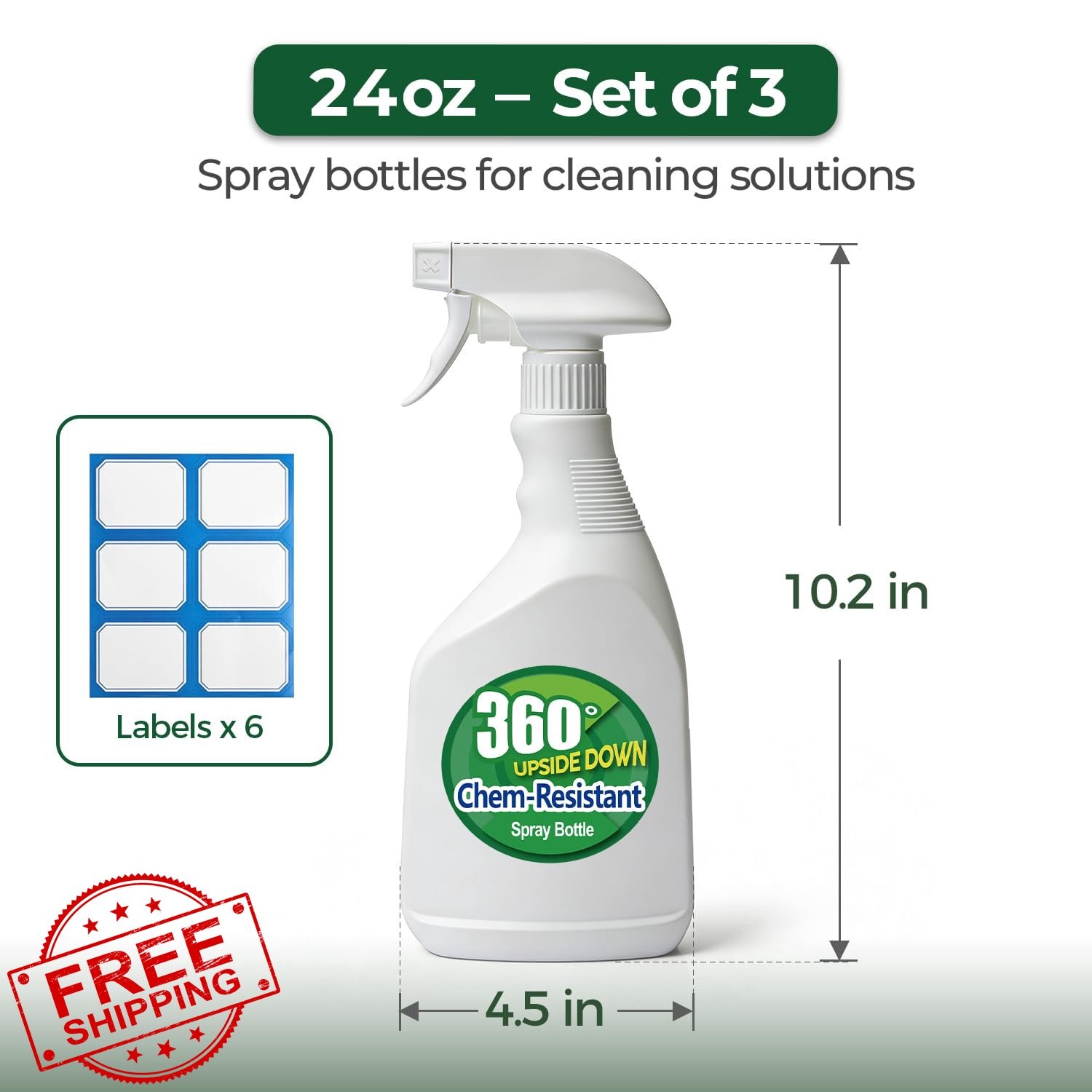 T4U 3pk 24oz Heavy Duty Empty Spray Bottles for Cleaning Solutions Bleach