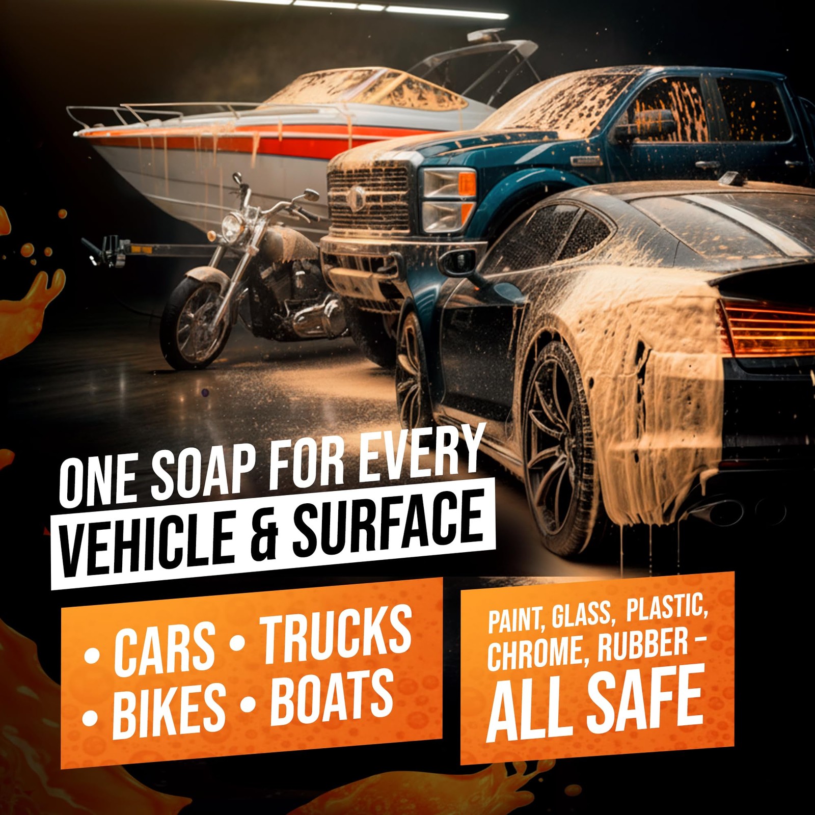 Orange Foam Car Wash Soap – pH Balanced Super Soapy Shampoo & Surface Cleaner…