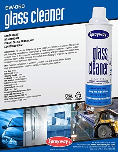 Streak-Free Foaming Glass Cleaner Spray for Home & Auto – 19 oz, Pack of 6