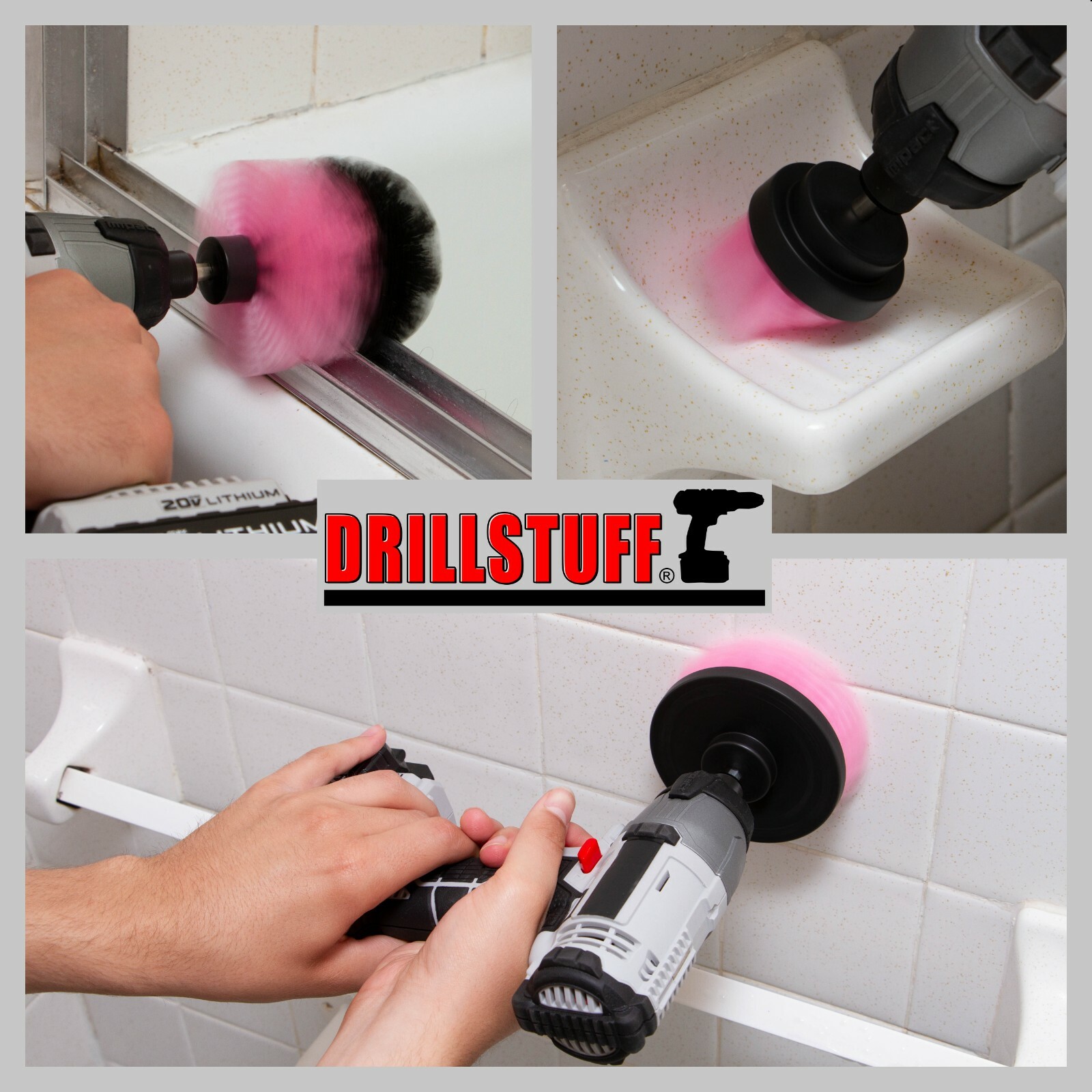 Bathroom Shower Cleaner, Bathtub, Tile and Grout Drill Power Scrubber Brush Kit