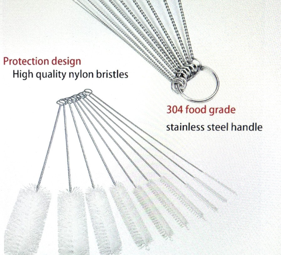 10 Pcs Nylon Straw Cleaning Brush Set – Stainless Steel Drink Pipe Cleaners Kit