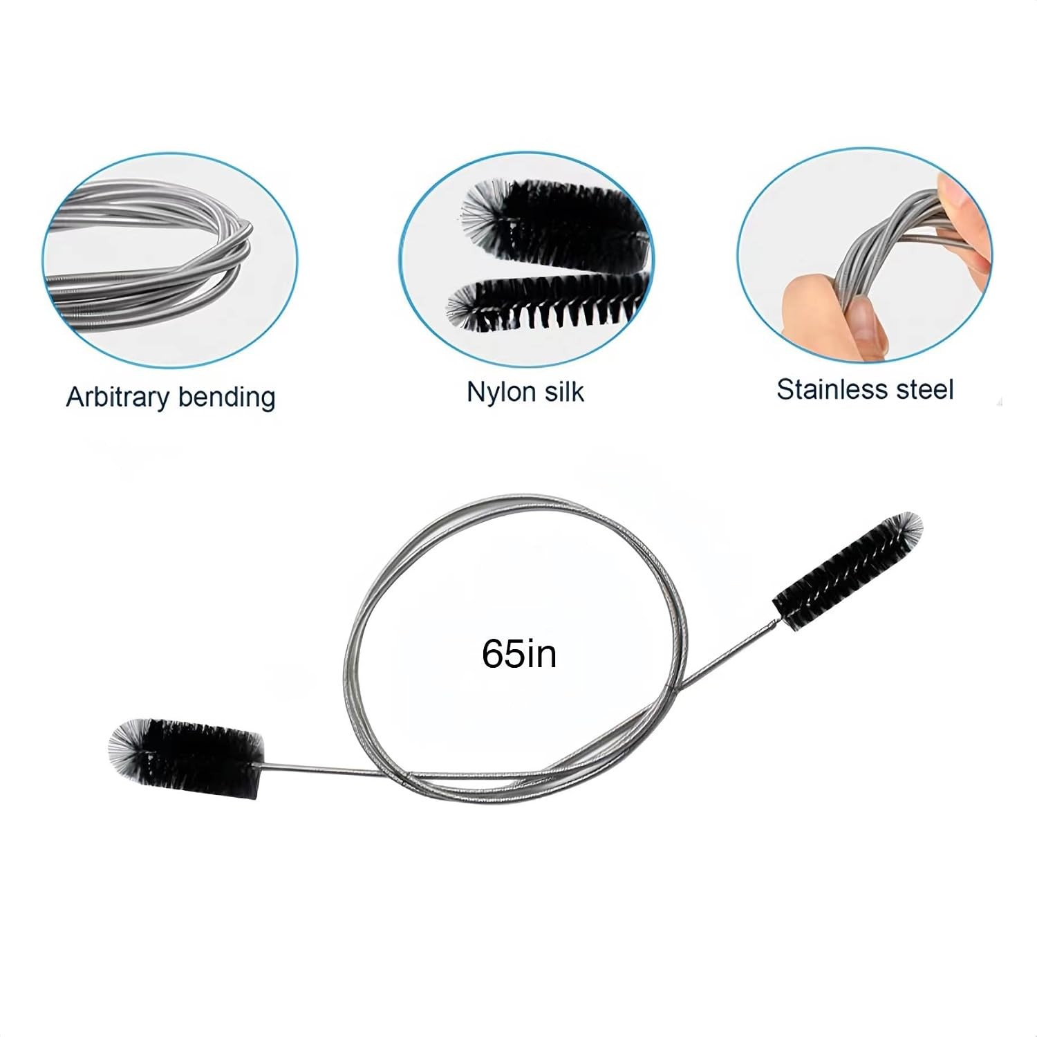 Flexible Double Ended Drain Brush Cleaner Set Nylon Drain Brush Straws Cleaner