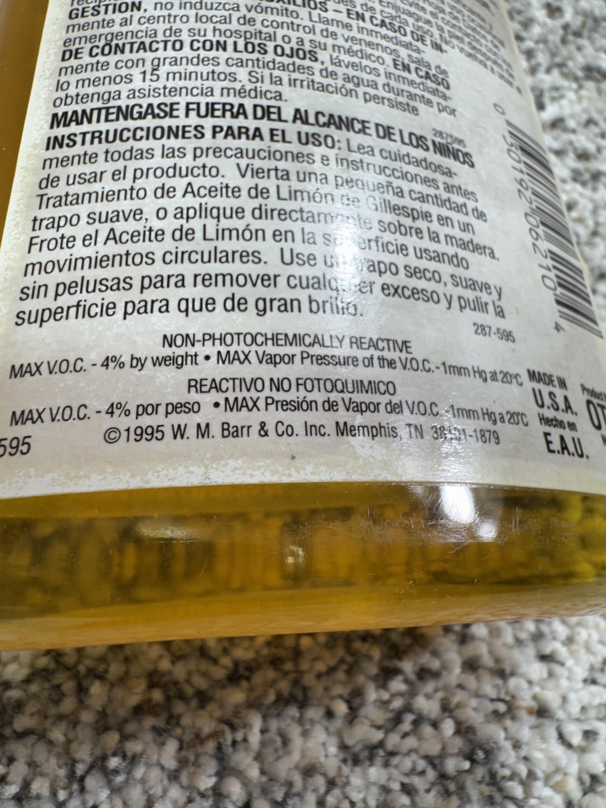 Vintage Gillespie Lemon Oil Wood Treatment 16 Fl Oz Furniture Made In USA Polish