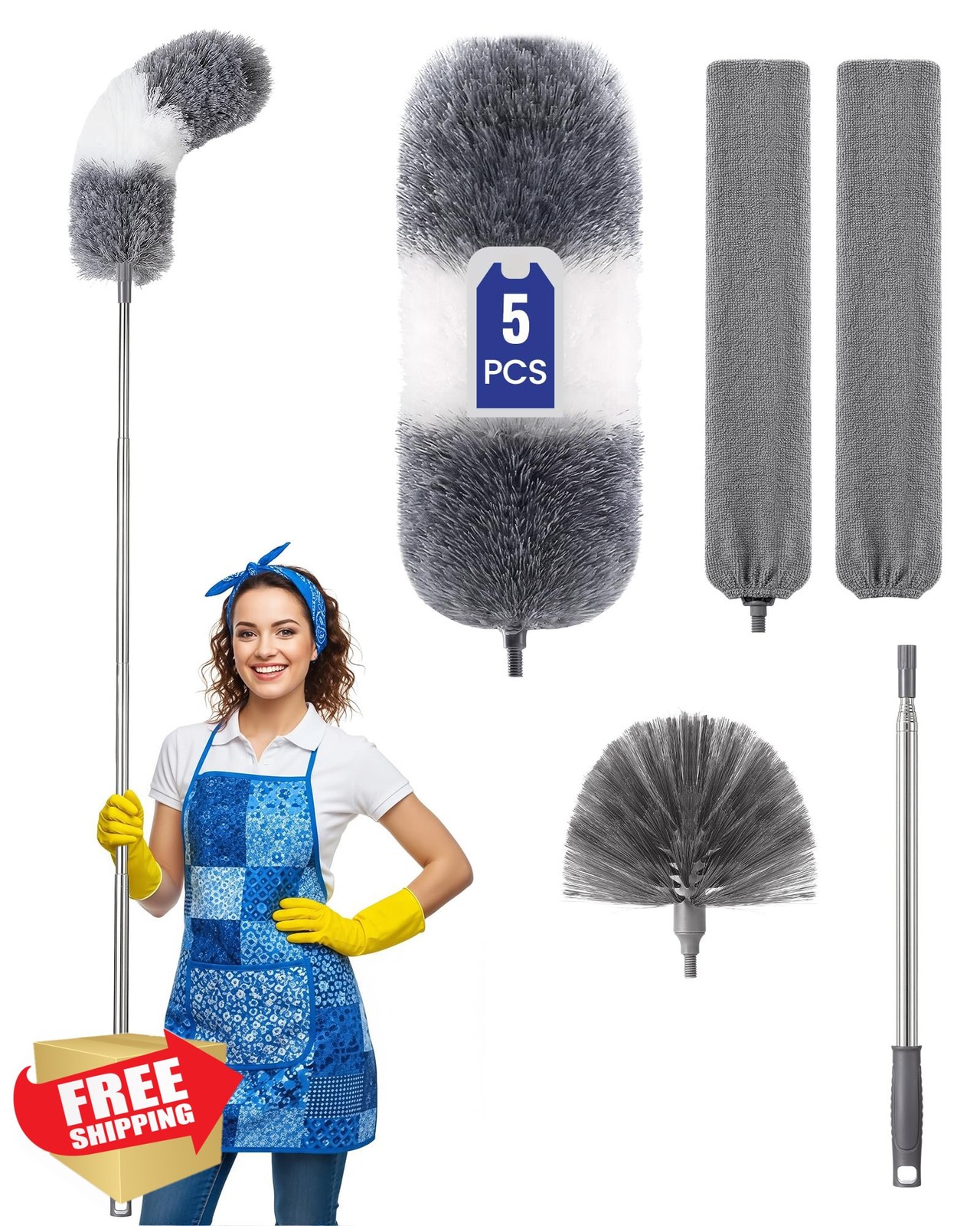 VITEVER Extra-Long Dusters Kit Extension Pole Microfiber