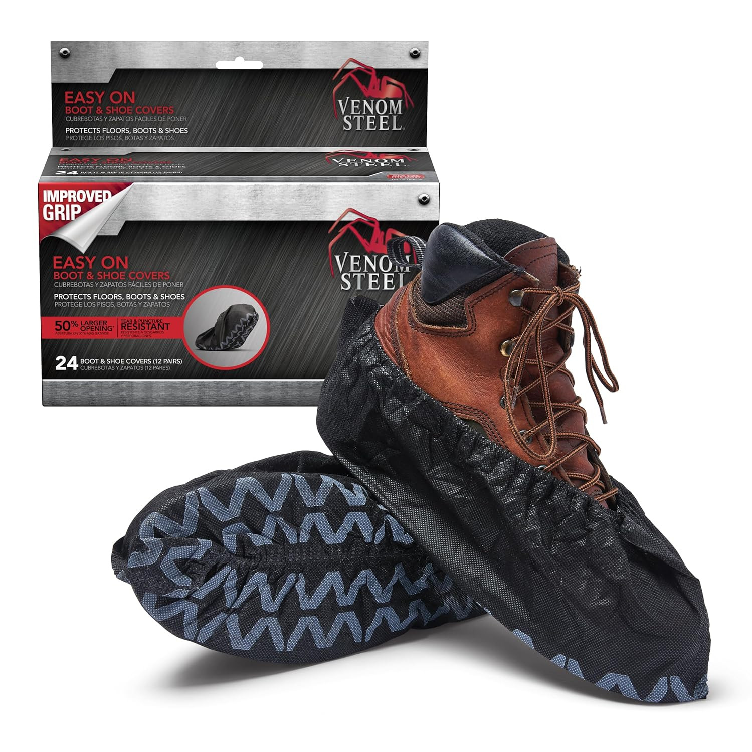 Boot and Shoe Covers, Tough, Easy On, Fits over Boots, Improved Grip, Value Pack