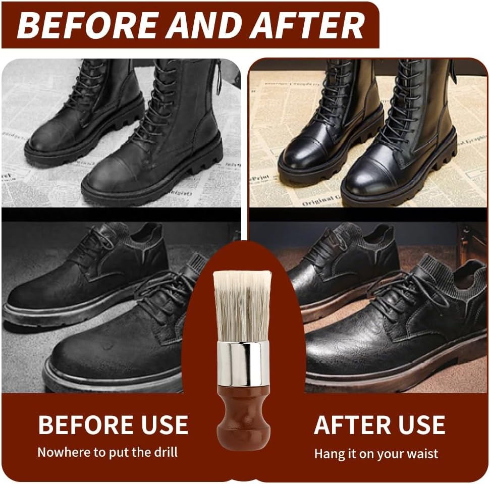 2Pcs Leather Cleaning Brushes with Gloves, Furniture Wax Brush for Wood & Car