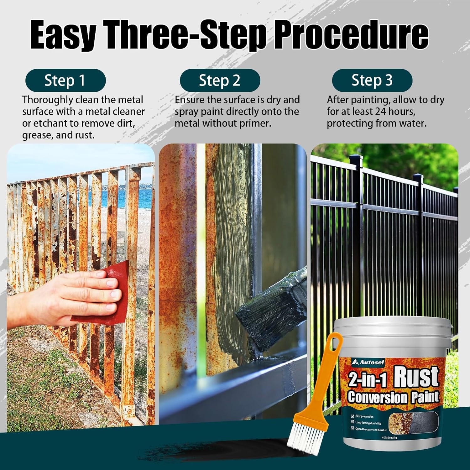 2-in-1 Rust Converter & Metal Primer Anti Rust Coating 35oz