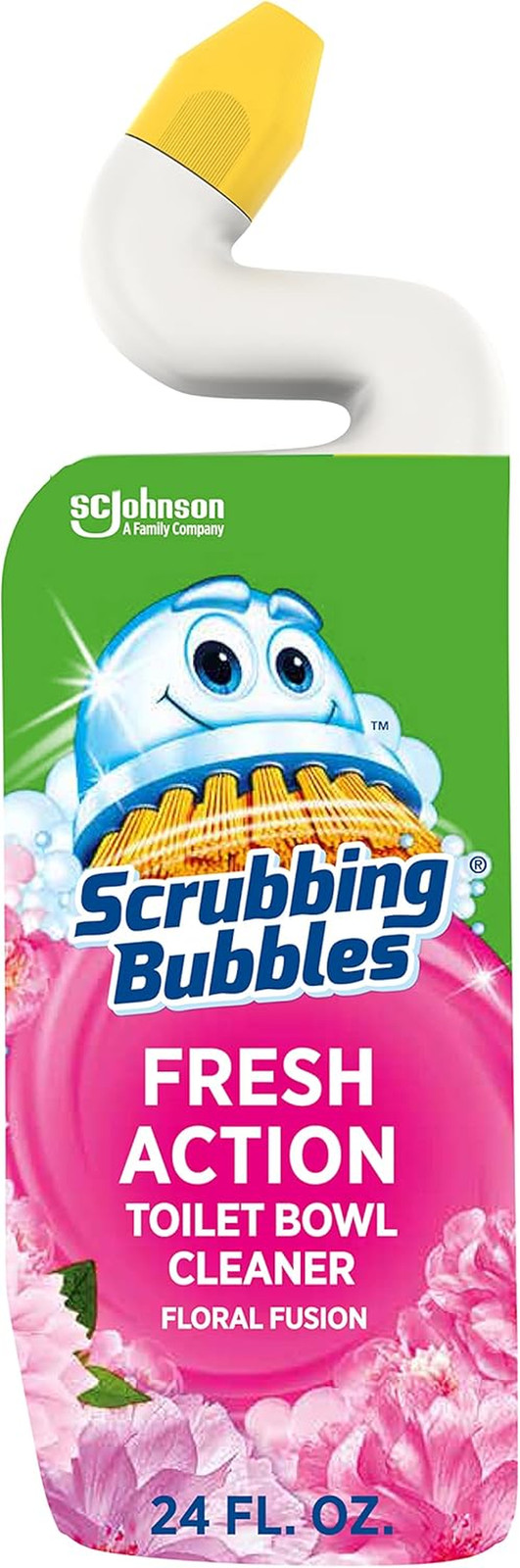 Scrubbing Bubbles Toilet Bowl Cleaning Gel, 24oz, Floral Fusion Scented