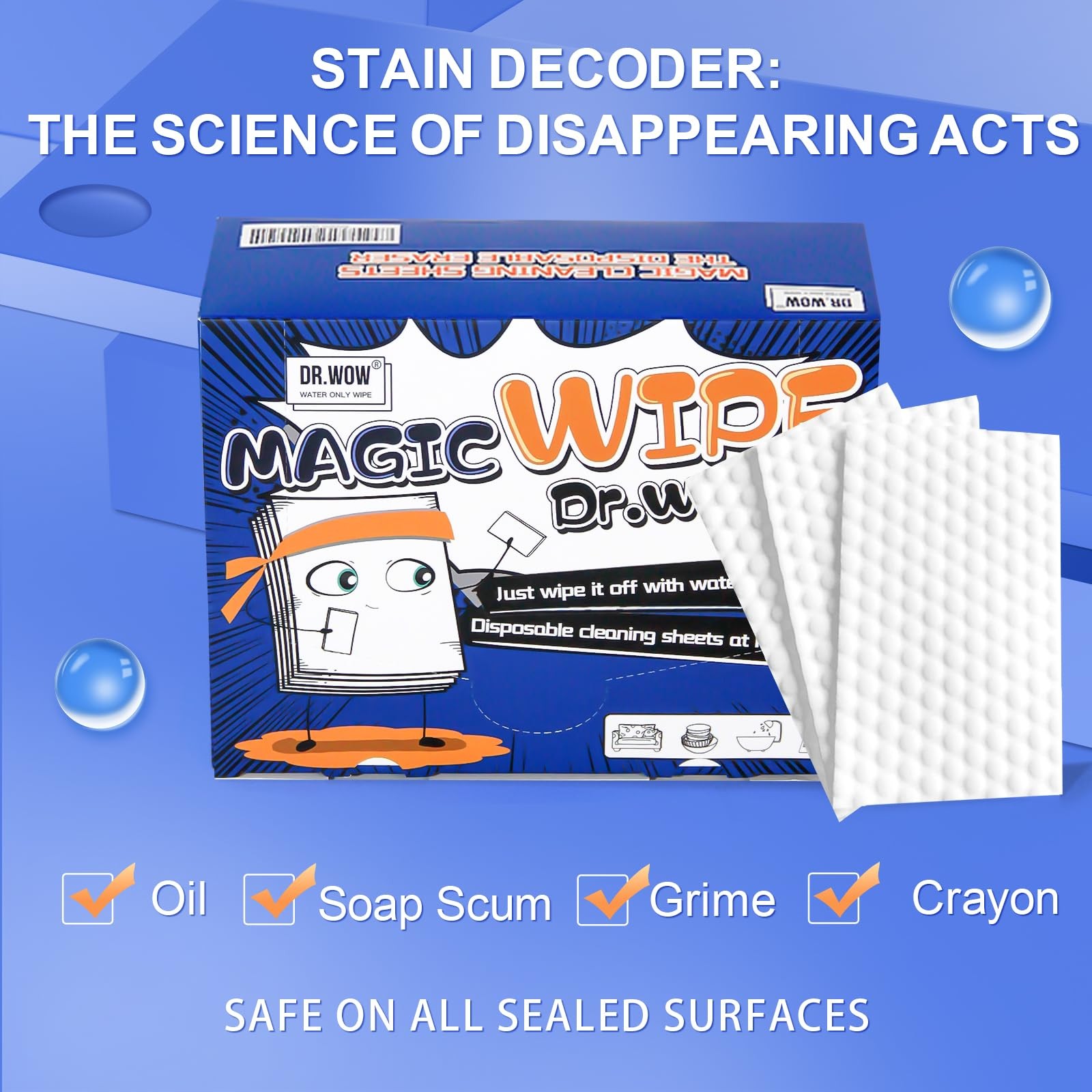 Magic Sponge 48pc Ultra-Thin High-Density Melamine Cleaning Sheets Scratch-Free