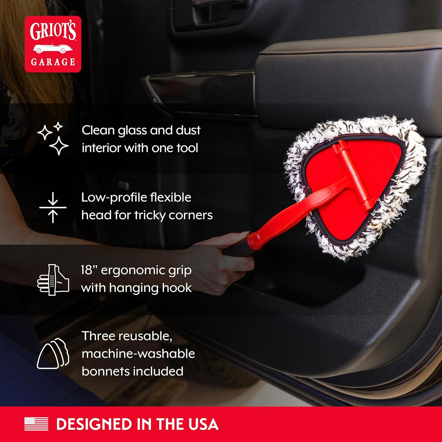 2-In-1 Easy Reach Detailing Wand, Extended Reach for Windshield, Window, Mirror,