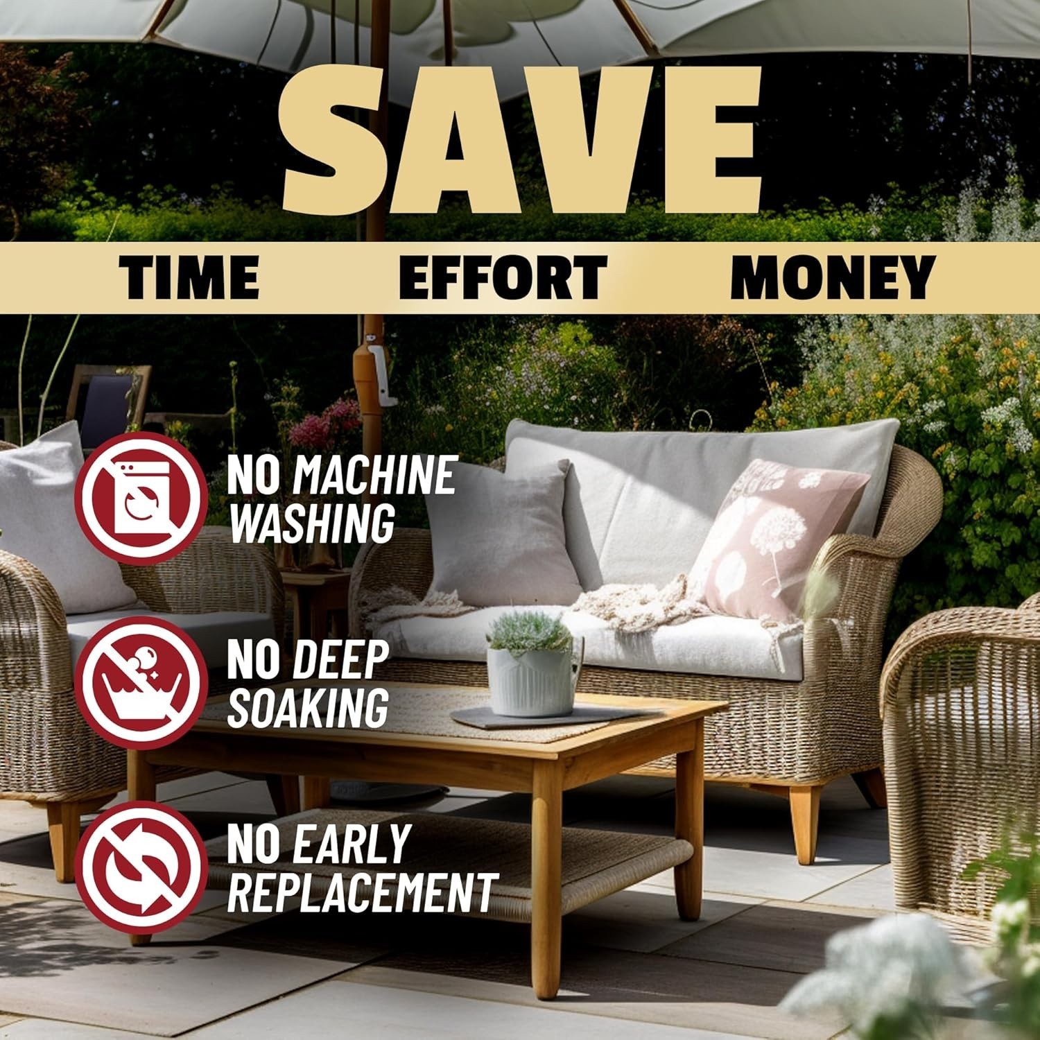 Patio Cushion Cleaner Outdoor Fabric Cleaner – Deep Cleans Dirt, Grime & Weat…