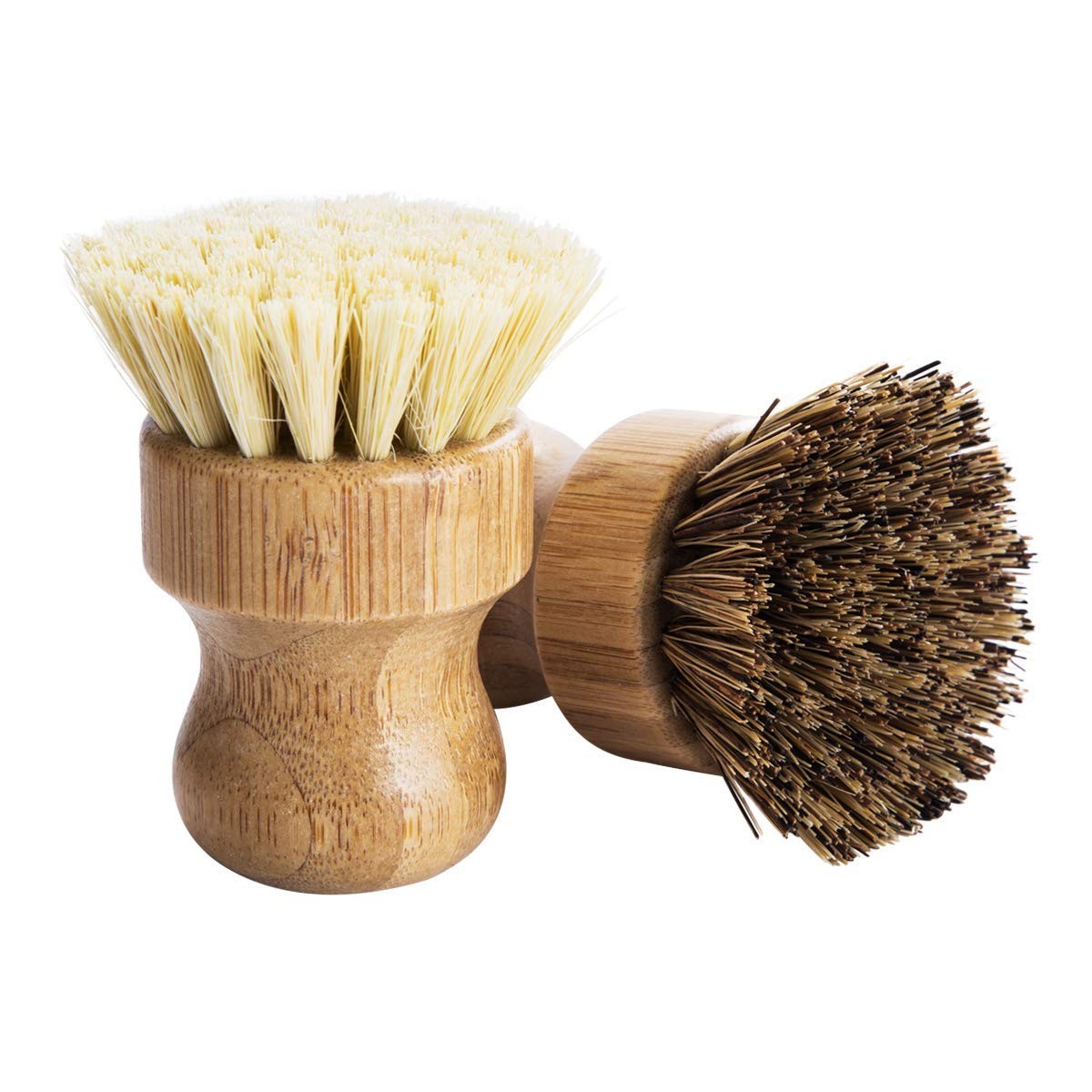 Palm Pot Brush Bamboo Round 3 Packs Mini Dish Brush Natural Scrub Brush Durab…