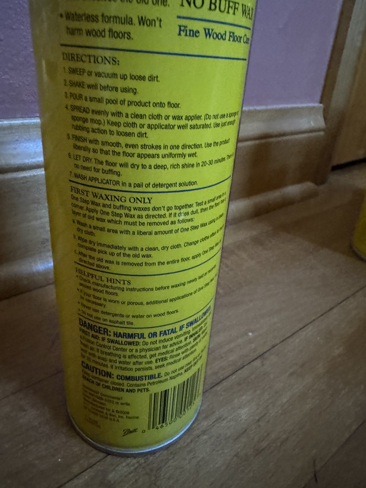 SC Johnson One Step No Buff Wax Fine Wood Floor Care 22 fl oz Discontinued New