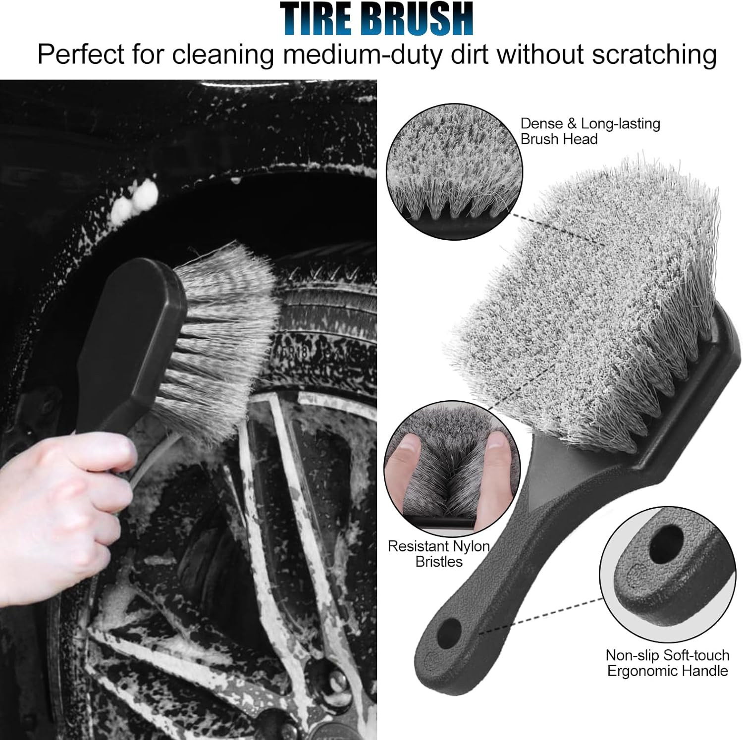 8Pcs Wheel Brush, Tire Brush, Wheel Cleaner Brush Set – 2 Soft Wheel Cleaning Br