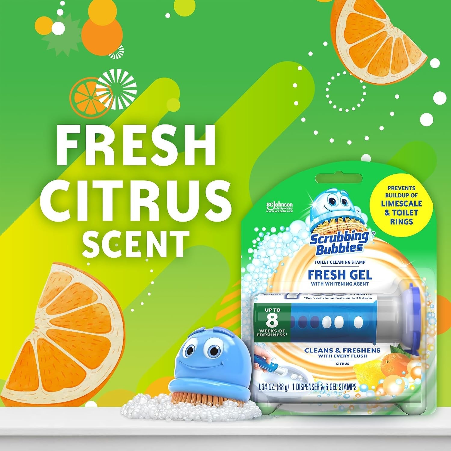 Scrubbing Bubbles Fresh Gel Toilet Bowl Cleaning Stamps, Helps Keep 6 Fresh Gel