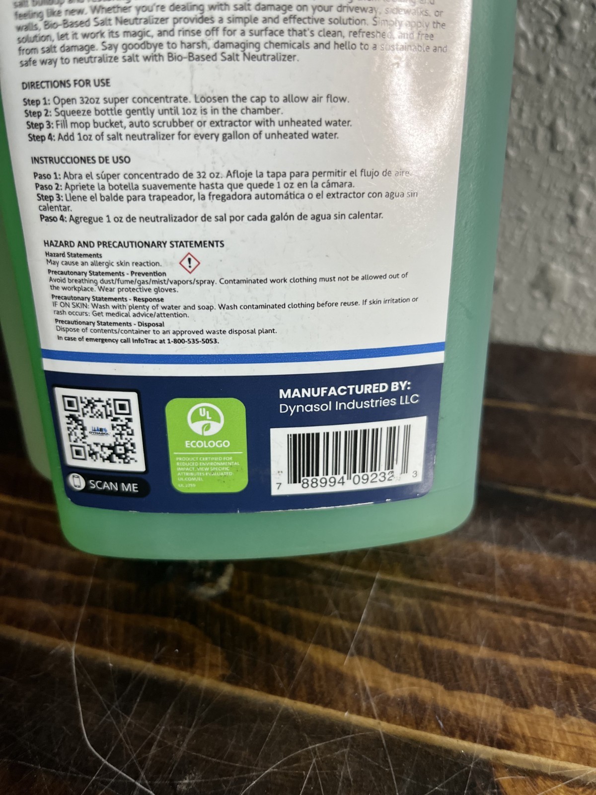 Dynasol Bio-Based Salt Neutralizer Concentrate Unscented 1 Qt (32 oz)