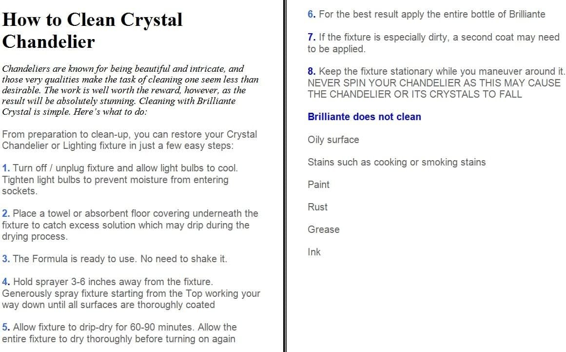 Brilliante Crystal Chandelier Cleaner Spray 32oz