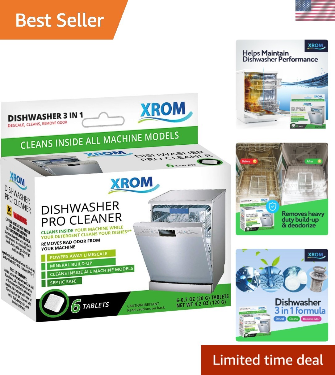 Dishwasher Cleaner Tablets, Plant Based, Deep Clean and Descaler, Removes Odo…