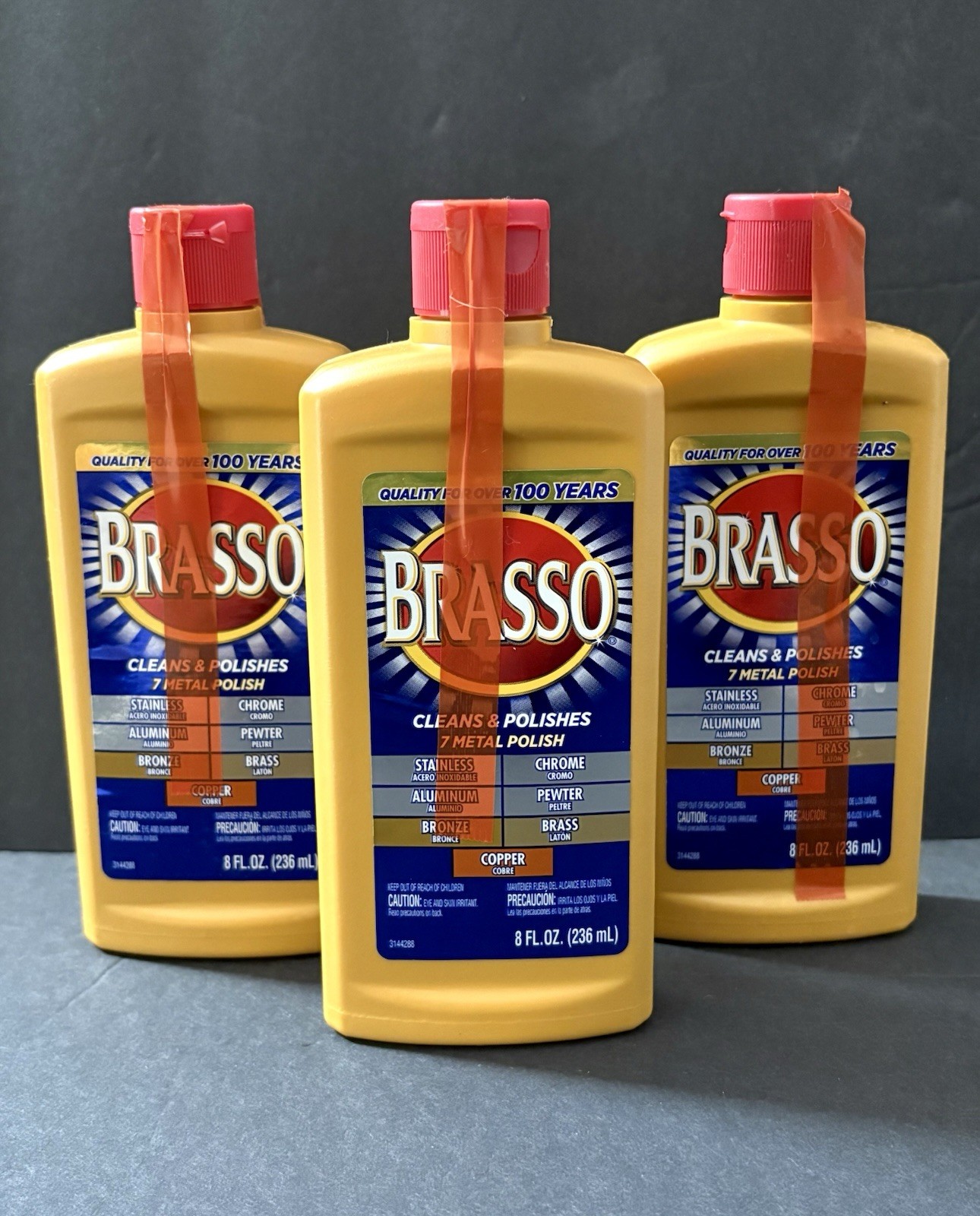 3-Pack Brasso Metal Polish All Purpose Cleaner Pewter Brass Copper Bronze 8oz EA
