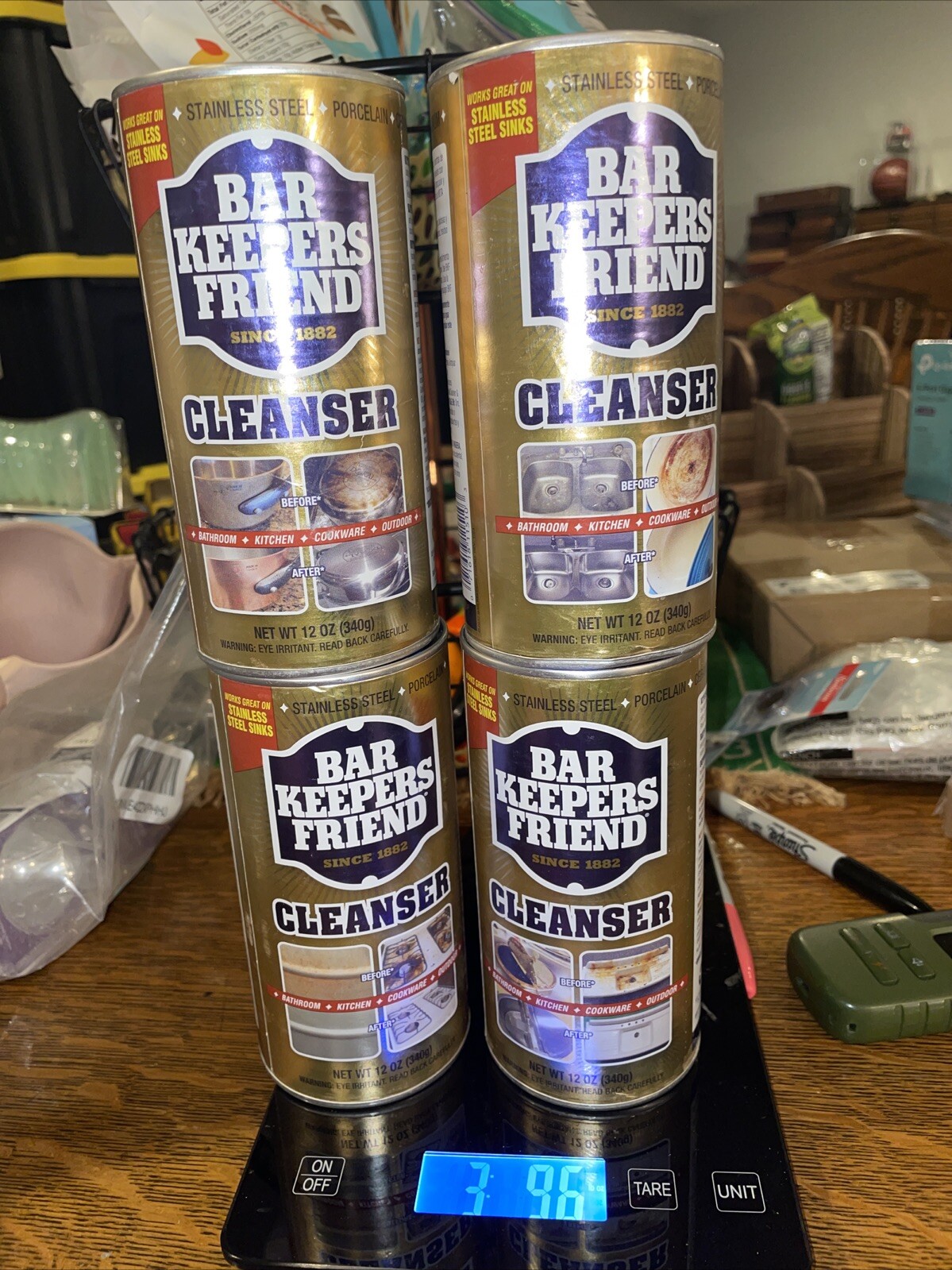 4 Bar Keepers Friend Cleanser Powder 12 oz Cleaning Kitchen Bathroom