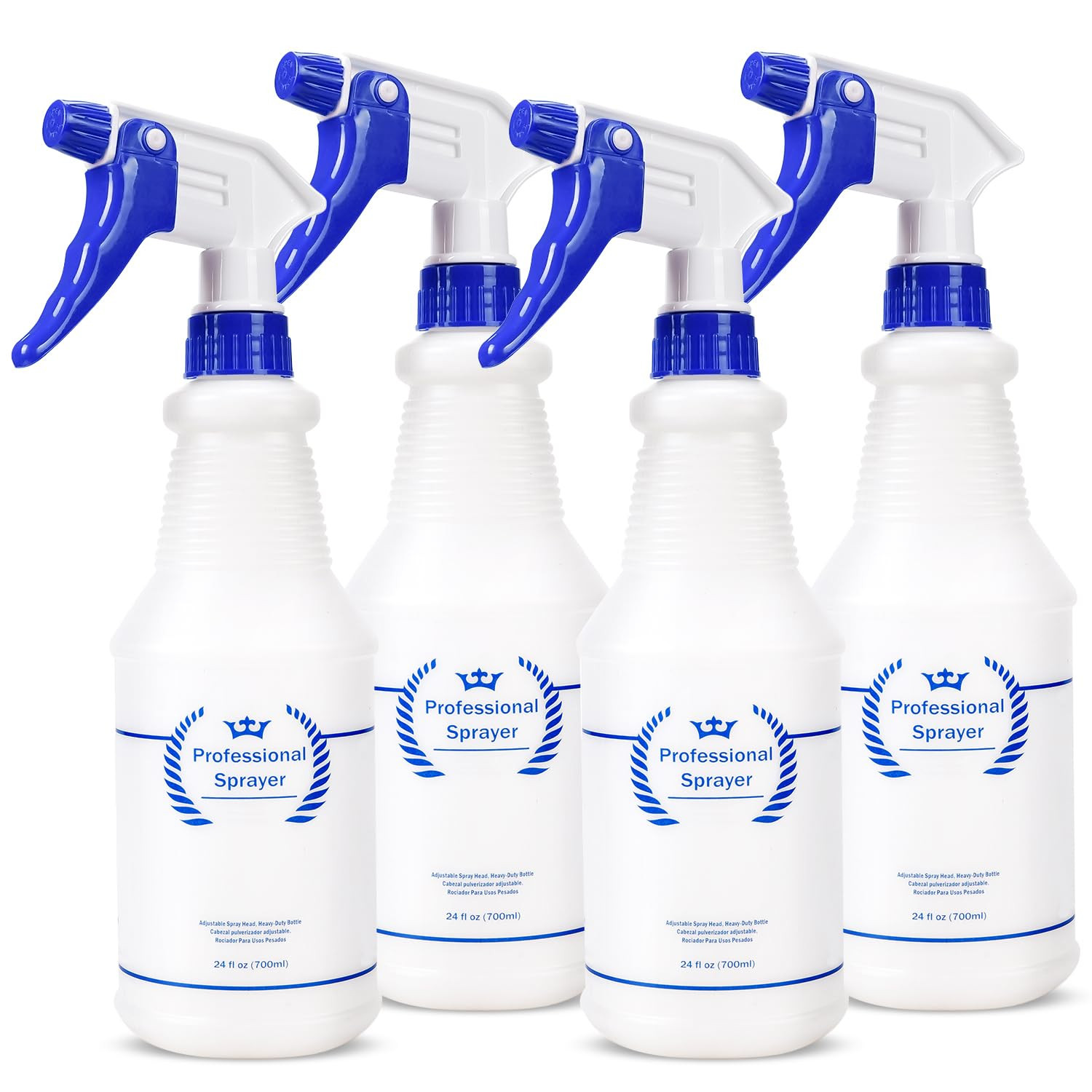 Plastic Spray Bottles 4 Pack, 24 Oz, All-Purpose Sprayer for Cleaning