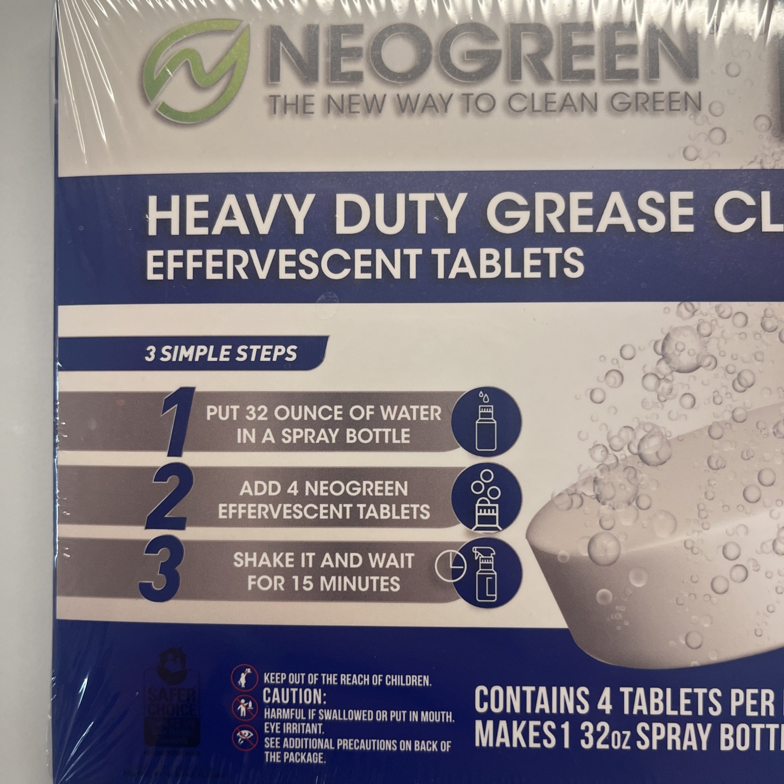 Neogreen Heavy Duty Grease Cleaner & Glass Cleaner Effervescent Tablets