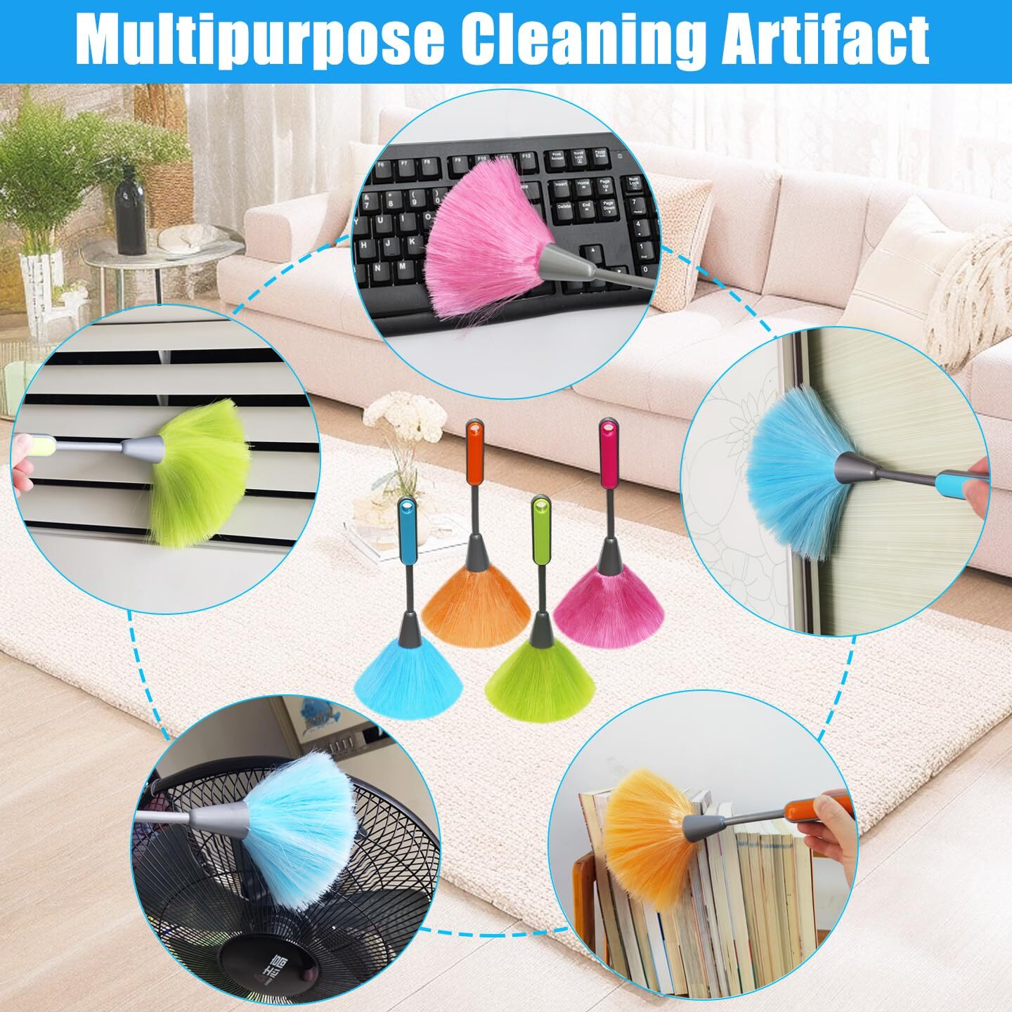 4 Pack 10″ Small Microfiber Duster, Delicate Fluffy Microfiber Feather Duster…