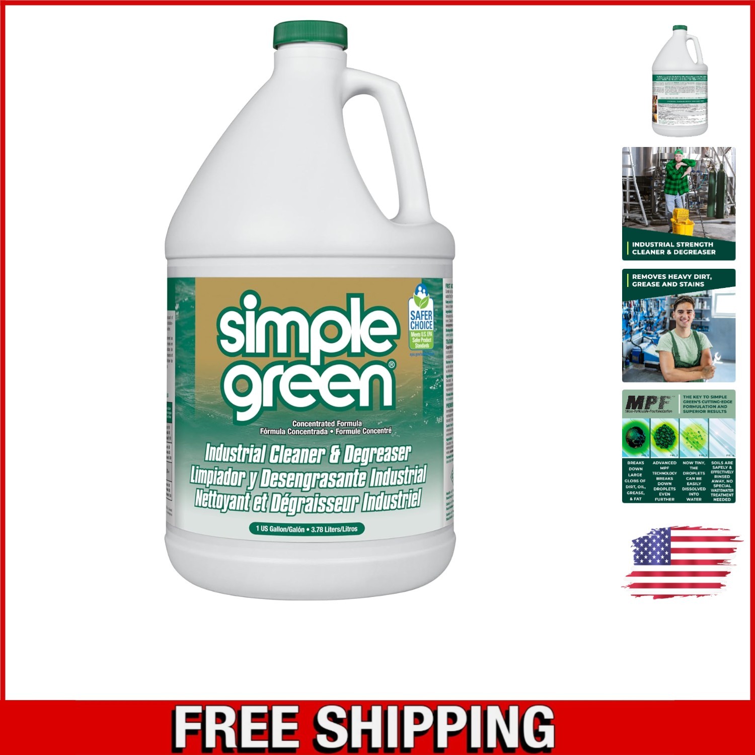 128 Oz Non-Toxic Industrial Cleaner & Degreaser for Carpet, Tile & Machinery