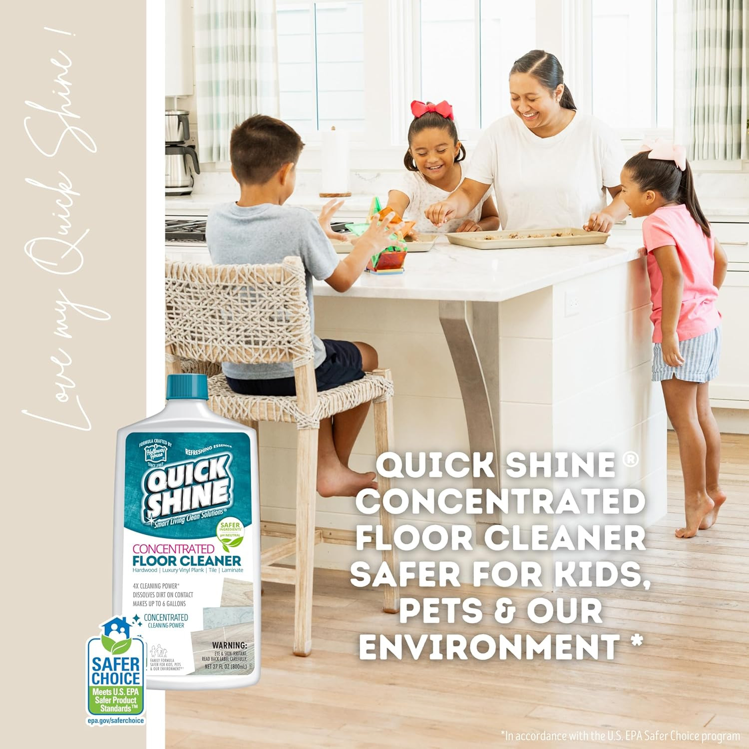 Limpiador de pisos concentrado multisuperficie Quick Shine de 27 oz Paquete de 6