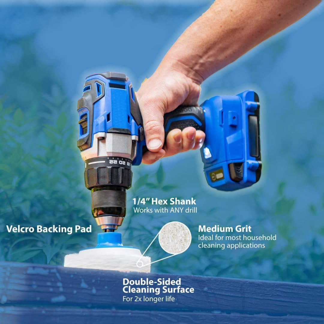 7 Pack Drill Brush Set for Deep Cleaning, Scratch Resistant, Soap Scum & More