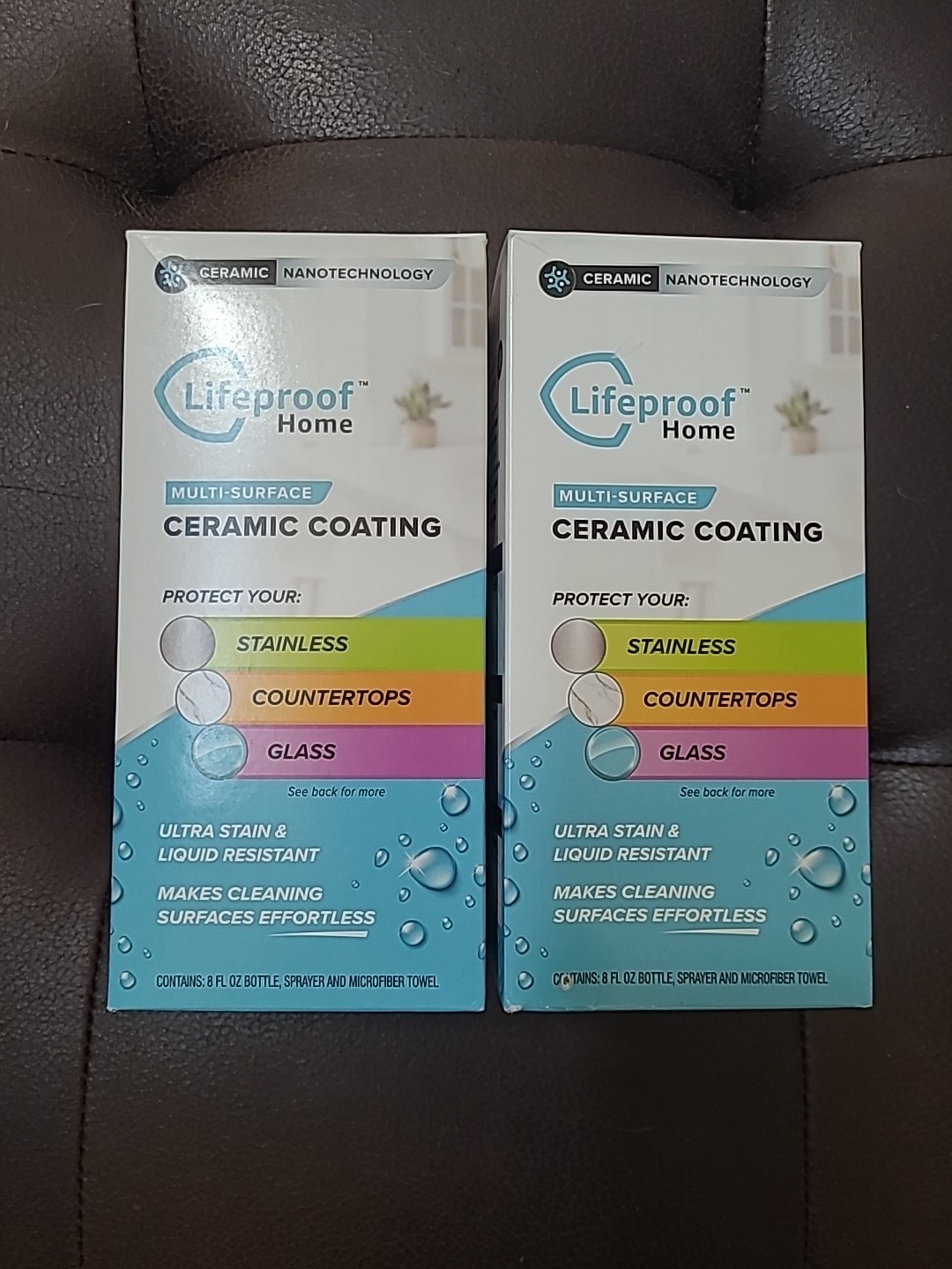 2 Pack Lifeproof Home MULTI SURFACE CERAMIC COATING Spray 8 Ounce Towel NEW