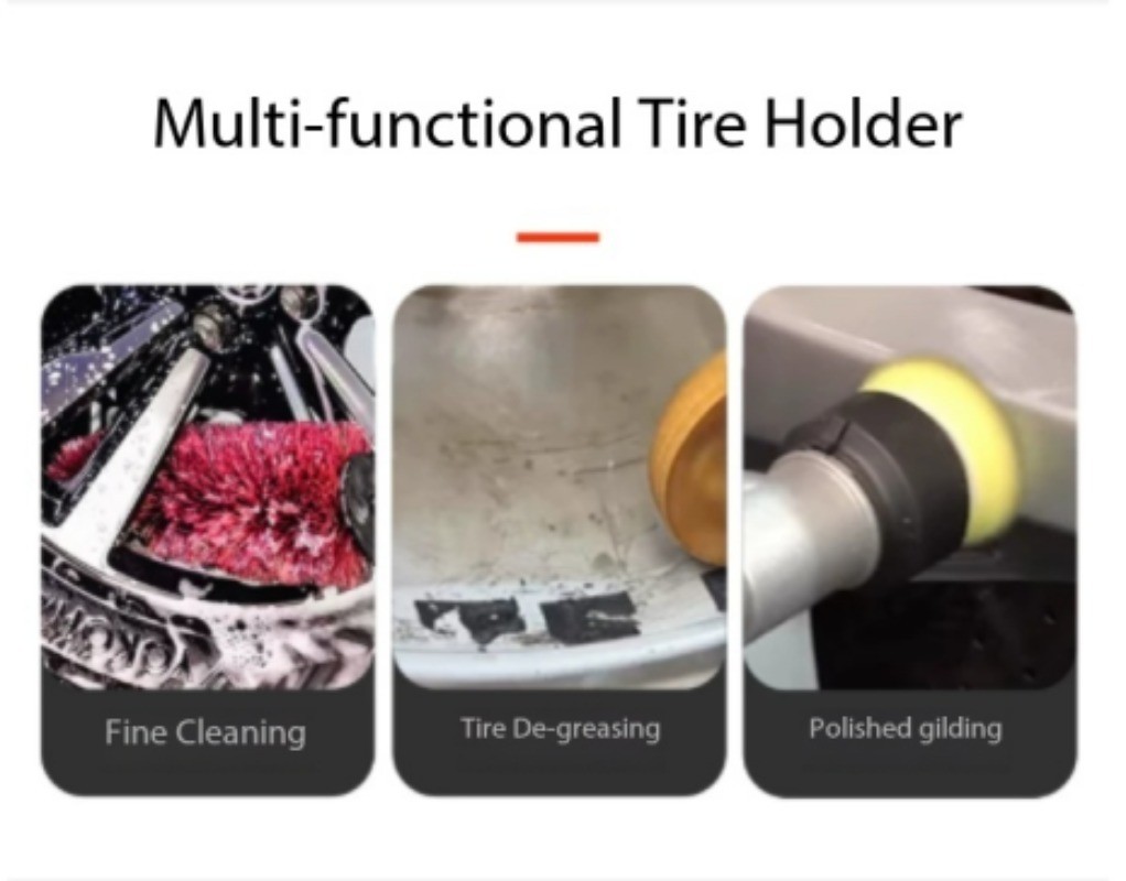 Professional Car Tire and Wheel Cleaning Rack with Rotating and Rolling Brackets