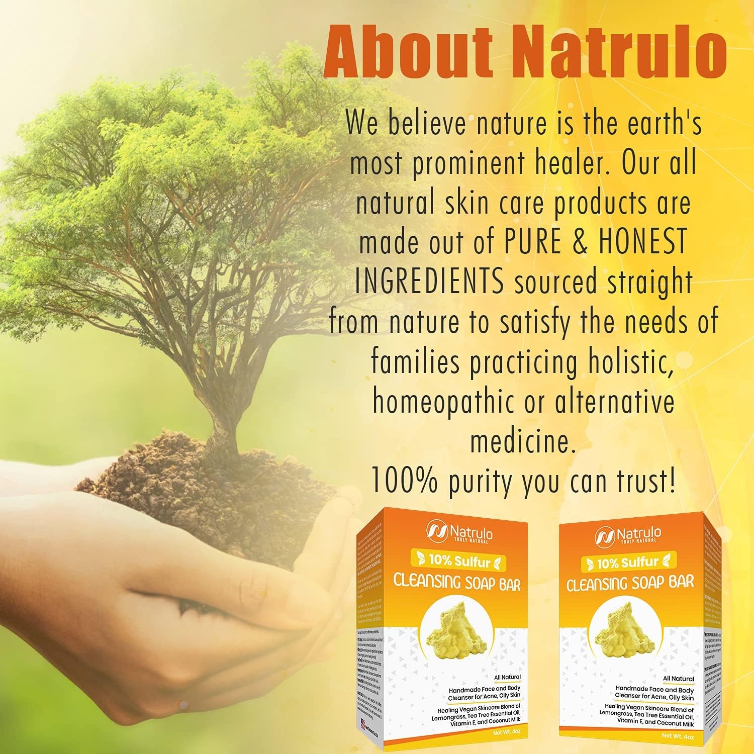10% Sulfur Soap Cleansing Bar for Face & Body – All Natural Facial Cleanser for