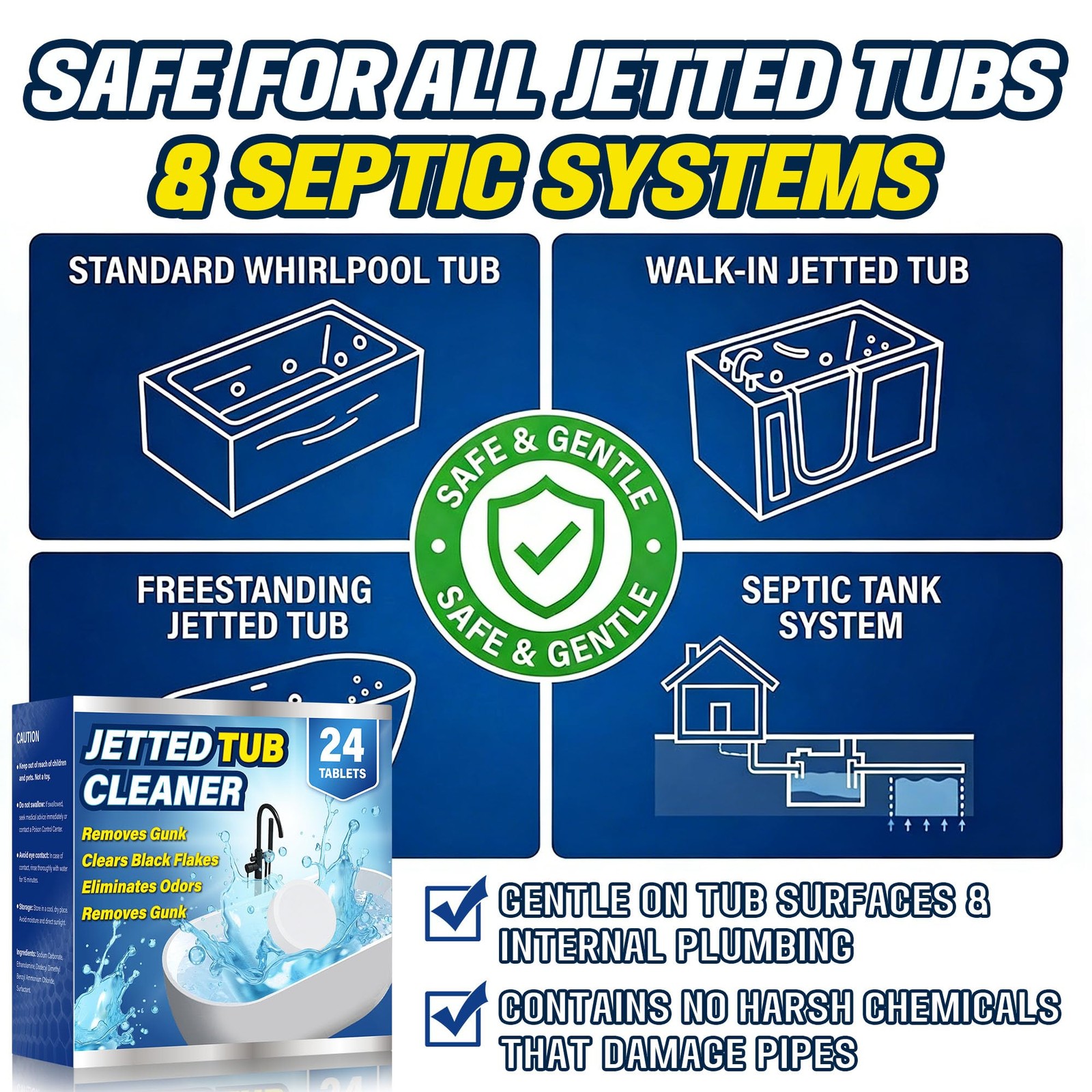 Jetted Tub Cleaner (24 Count) – Effective Whirlpool & Hot Tub System Flush – …