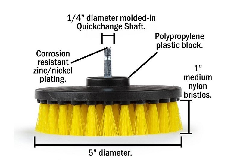 5inch 3 Piece Soft, Medium, Heavy Power Scrubbing Brush Drill Attachment