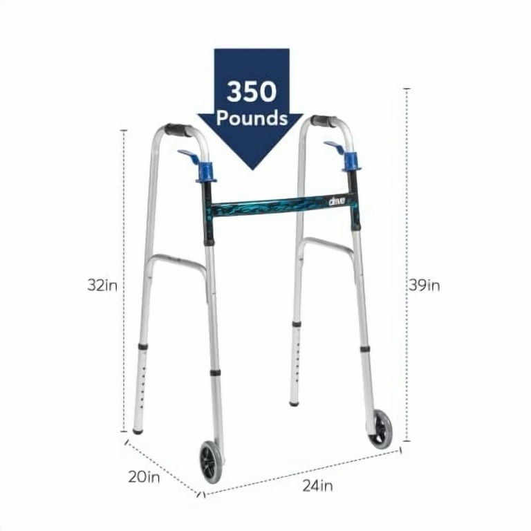 Drive Medical Trigger Release Folding Walker – Lightweight Brushed Steel Desig