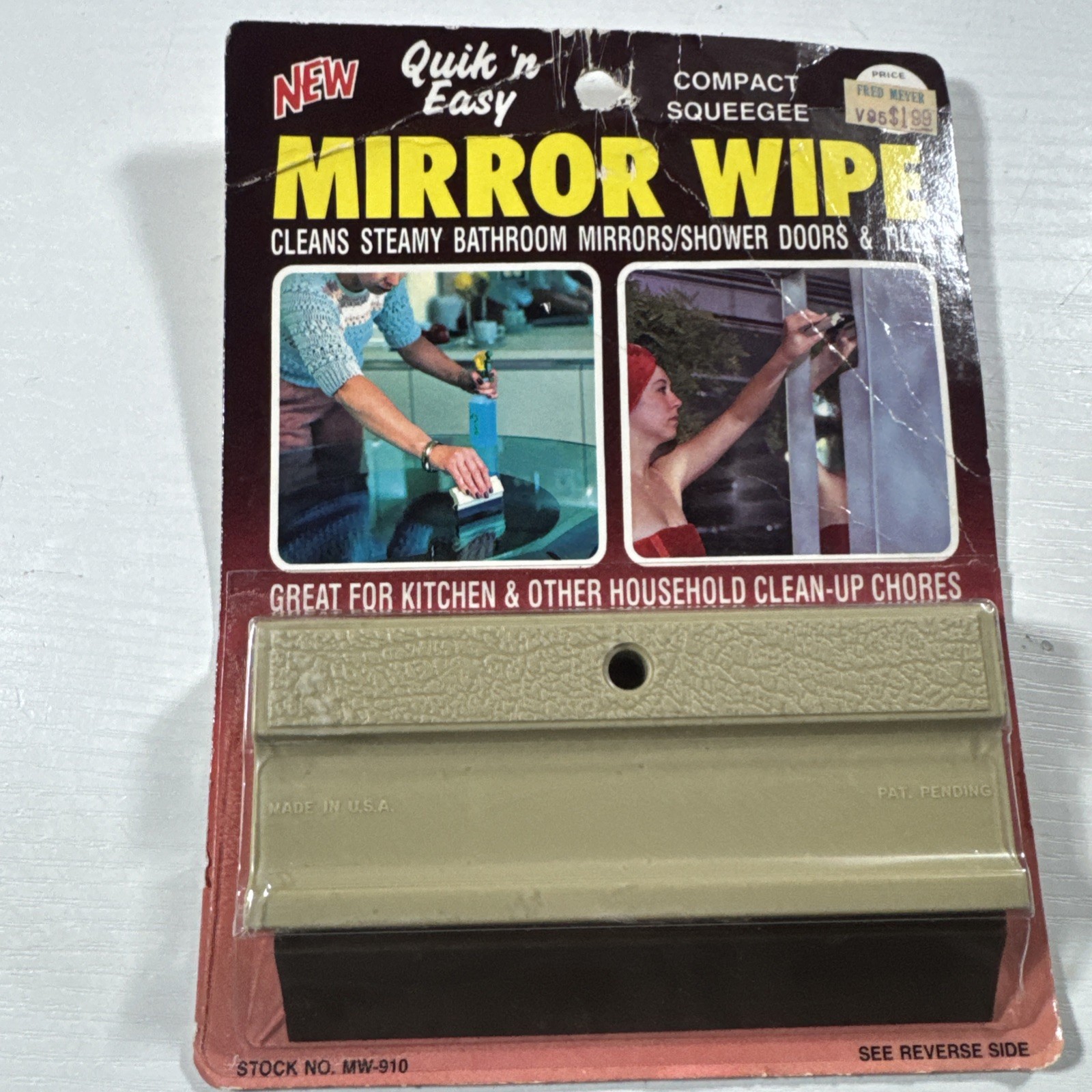 Molor Products Mirror Glass Wipe Compact Squeegee Nos