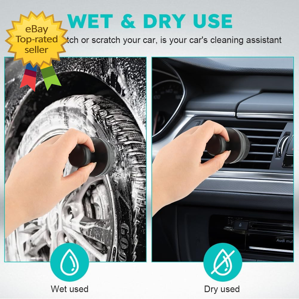 Auto Detail Brush Set 2 Pack Tire Shine Applicator High Density Car Wash Kit